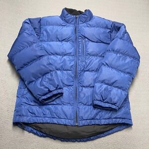 LL Bean Jacket Womens Medium Blue‎ Goose Down Puffer Full Zip Winter Coat